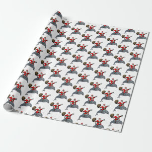 Santa Claus Riding A Dolphin Wrapping Paper