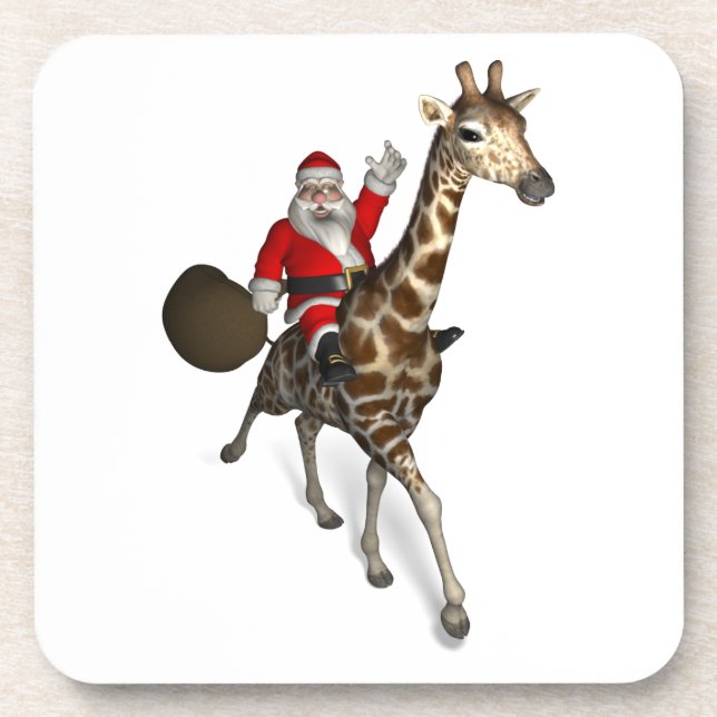 Santa Claus Riding A Giraffe Coaster (Front)