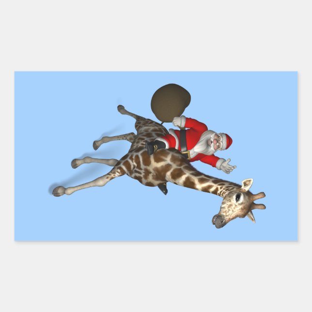 Santa Claus Riding A Giraffe Sticker (Front)
