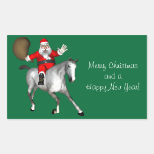 Santa Claus Riding A Grey Horse Sticker