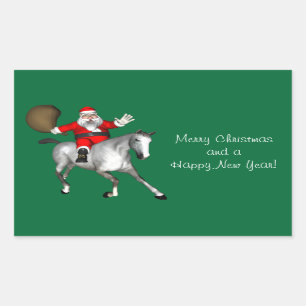 Santa Claus Riding A Grey Horse Sticker