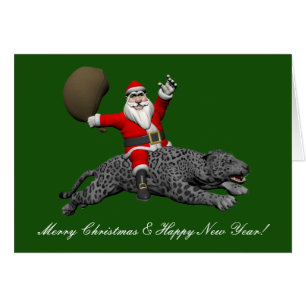 Santa Claus Riding A Grey Panther