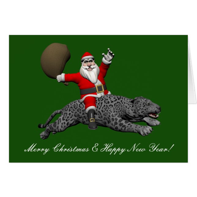 Santa Claus Riding A Grey Panther (Front Horizontal)