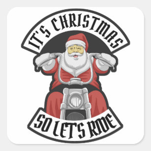 Santa Claus riding a motorcycle Square Sticker