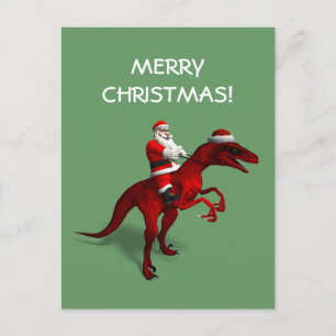 Santa Claus Riding A Saurian Holiday Postcard