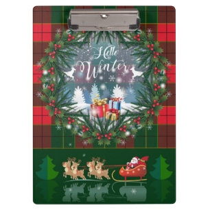 Santa Claus riding a sleigh in led by reindeers Clipboard