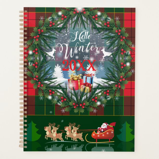 Santa Claus riding a sleigh in led by reindeers Planner (Front)