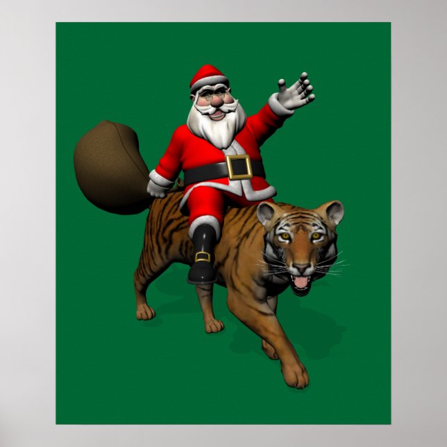 Santa Claus Riding A Tiger Poster (Front)