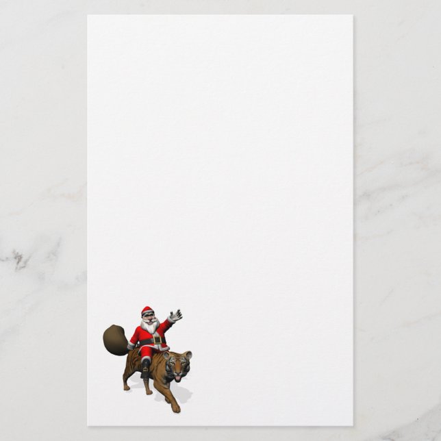 Santa Claus Riding A Tiger Stationery (Front)