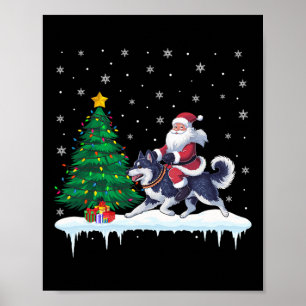 Santa Claus Riding Alaskan Klee Kai Dog Boys Girls Poster