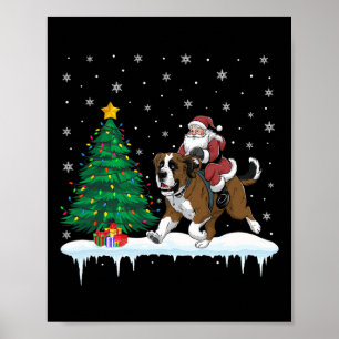 Santa Claus Riding Bernard Dog Boys Girls Kids Chr Poster