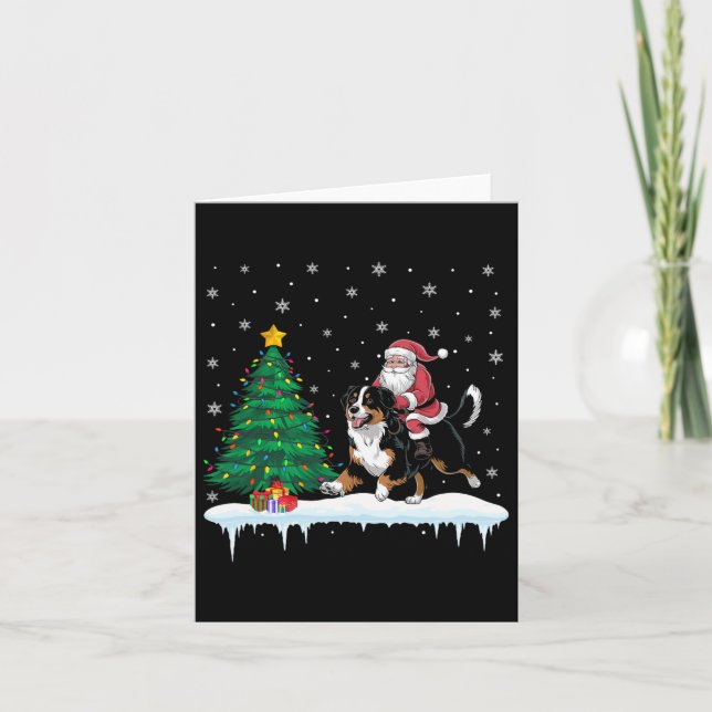 Santa Claus Riding Bernese Mountain Dog Boys Girls Card (Front)