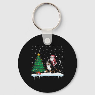 Santa Claus Riding Bernese Mountain Dog Boys Girls Keychain