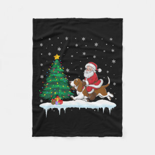 Santa Claus Riding Bet Hound Dog Boys Girls Christ Fleece Blanket