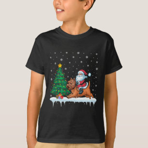 Santa Claus Riding Cairn Terrier Dog Boys Girls Ch T-Shirt