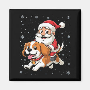 Santa Claus Riding Cavalier King Charles Spaniel D Magnet