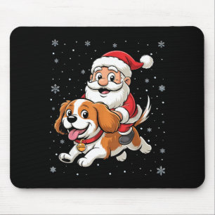 Santa Claus Riding Cavalier King Charles Spaniel D Mouse Pad
