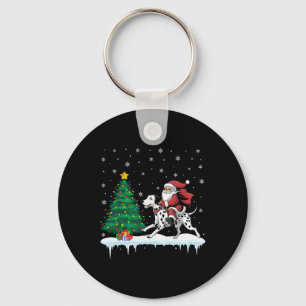 Santa Claus Riding Dalmatian Dog Boys Girls Kids C Keychain