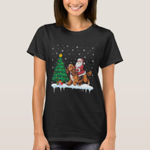 Santa Claus Riding Er Spaniel Dog Boys Girls Chris T-Shirt