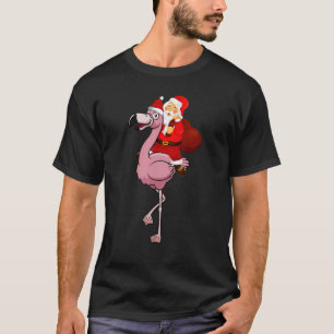 Santa Claus Riding Flamingo  Christmas Pajama Kids T-Shirt