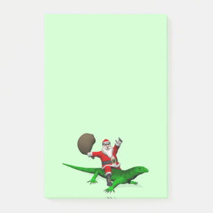 Santa Claus Riding Green Lizard Post-it Notes