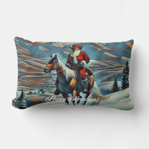 Santa Claus Riding Horse Christmas Lumbar Pillow