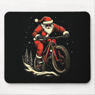 Santa Claus Riding Mountain Bike Christmas Funny M Mouse Pad