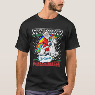 Santa Claus Riding On A Unicorn Ugly Christmas Swe T-Shirt