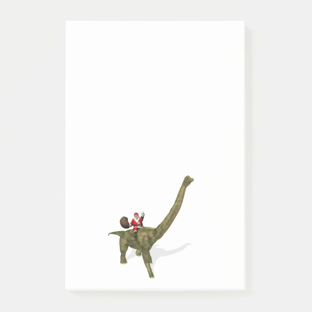 Santa Claus Riding On Brachiosaurus Post-it Notes (Front)