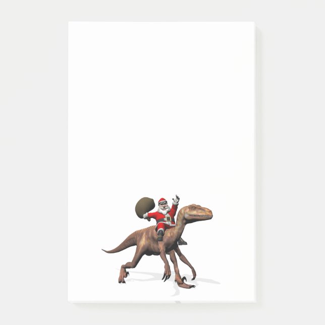 Santa Claus Riding On Deinonychus Post-it Notes (Front)