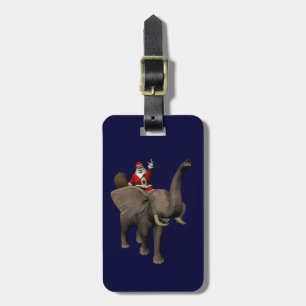 Santa Claus Riding On Elephant Luggage Tag