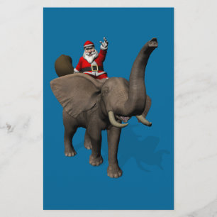 Santa Claus Riding On Elephant Stationery