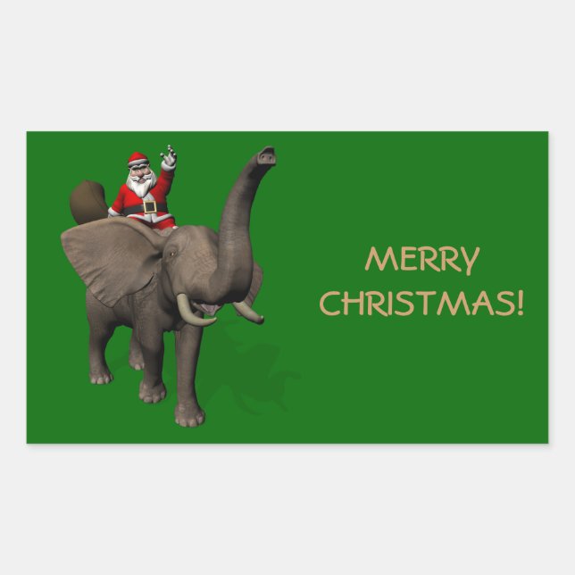 Santa Claus Riding On Elephant Sticker (Front)