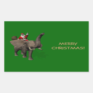 Santa Claus Riding On Elephant Sticker