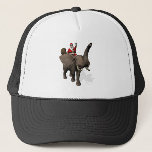 Santa Claus Riding On Elephant Trucker Hat
