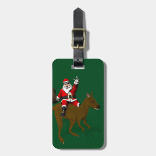 Santa Claus Riding On Kangaroo Luggage Tag