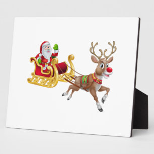 Santa Claus riding on sleigh Plaque