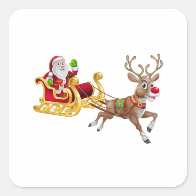 Santa Claus riding on sleigh Square Sticker (Front)