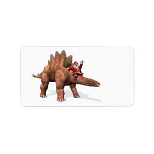 Santa Claus Riding On Stegosaurus Label