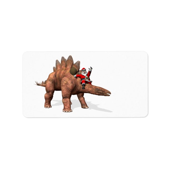 Santa Claus Riding On Stegosaurus Label (Front)
