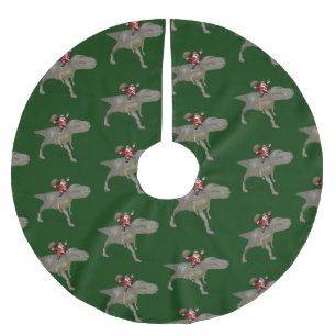 Santa Claus Riding On Trex Brushed Polyester Tree Skirt