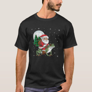 Santa Claus Riding Poison Dart Frog Christmas Tree T-Shirt