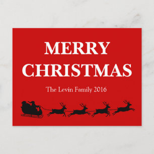 Santa Claus Riding Reindeer Christmas Theme Holiday Postcard