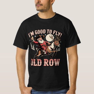 Santa Claus riding reindeer I’m good to fly pocket T-Shirt