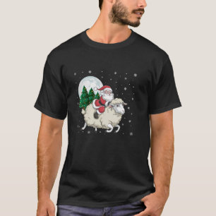 Santa Claus Riding Sheep Funny Christmas Tree Ligh T-Shirt