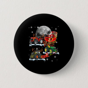 Santa Claus Riding Tractor Sleigh Christmas Tracto 2 Inch Round Button