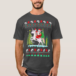 Santa Claus Riding Unicorn Christmas T-Shirt