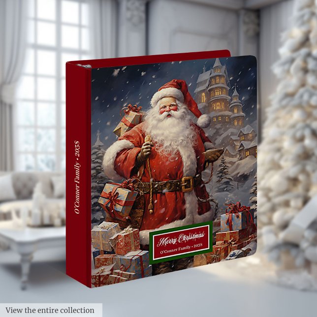 Santa Claus Ring Binder Festive Custom Name Organi (Santa Claus Ring Binder Festive Custom Name Organizer)