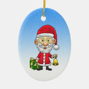Santa Claus rings the bell on Christmas Eve Ceramic Ornament