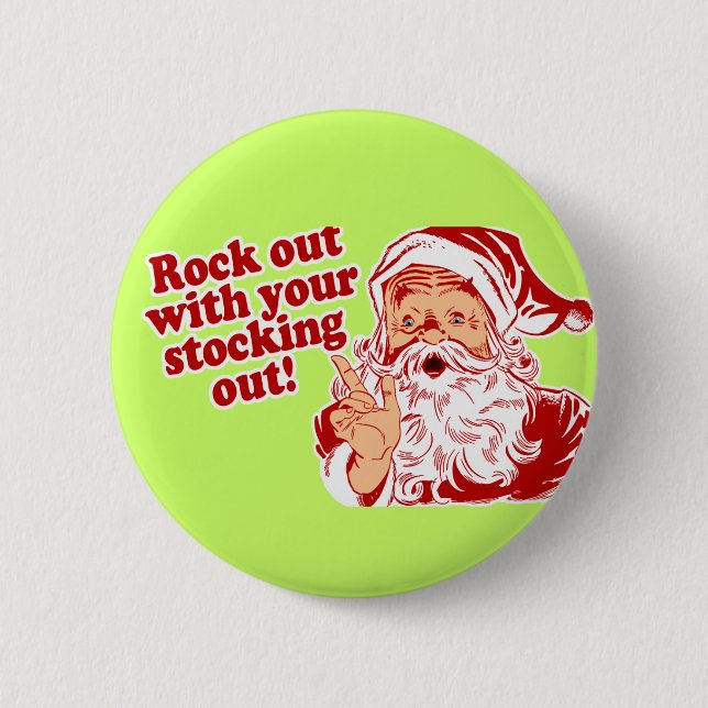 Santa Claus Rock Out 2 Inch Round Button (Front)